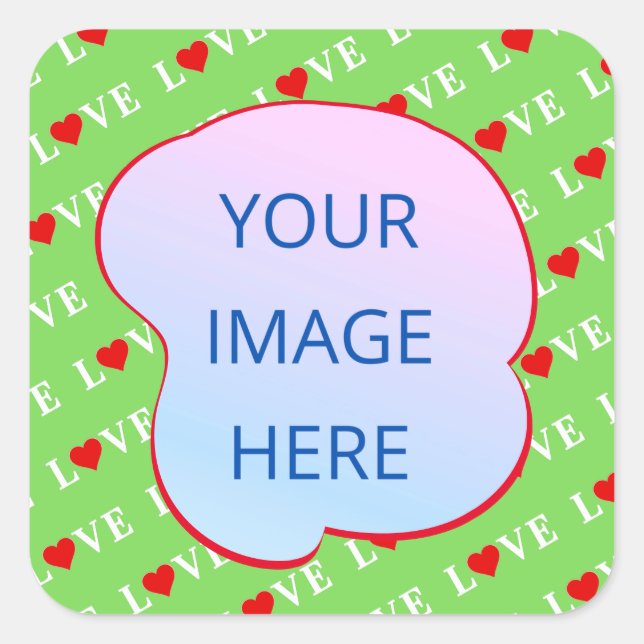 Lime Green LOVE Square Sticker (Front)