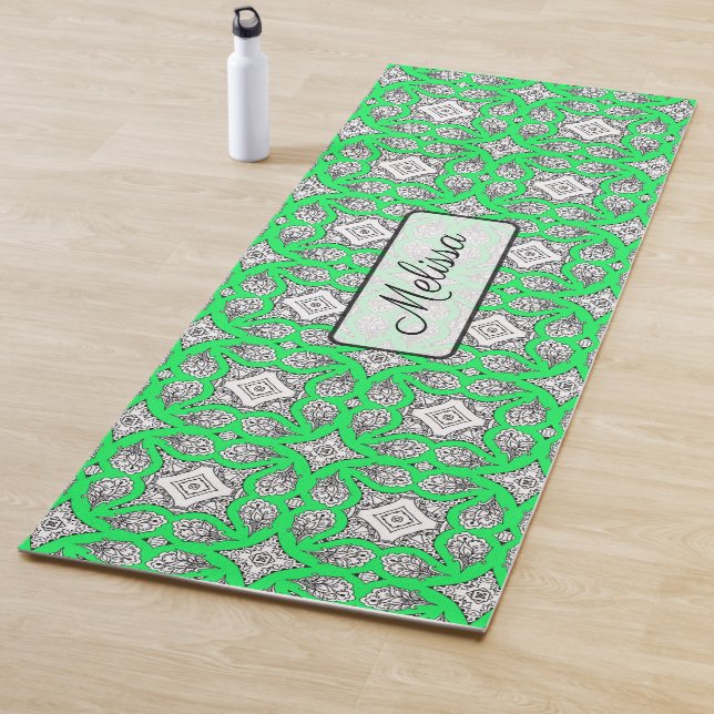 Lime Green Mandala Personalized Yoga Mat (In Situ)