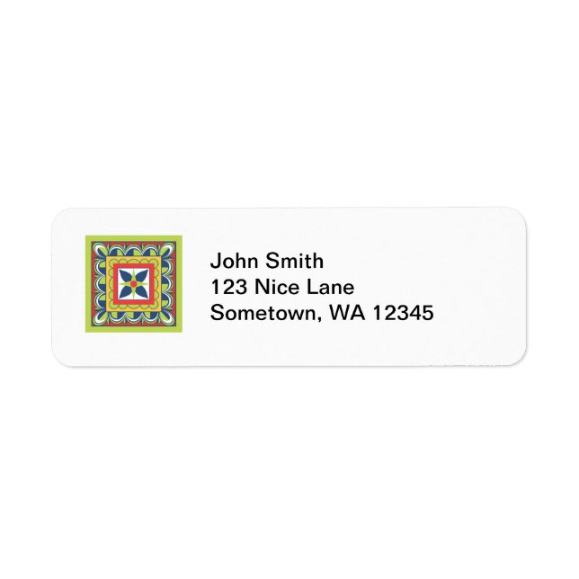 Lime Green Mexican Talavera Tile Label (Front)