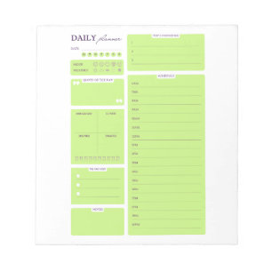Lime Green Minimalist Daily Planner Template Notepad