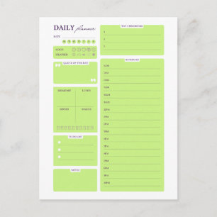 Lime Green Minimalist Daily Planner Template Postcard