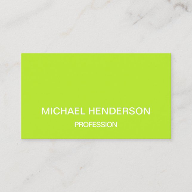 Lime green minimalist trendy business card (Front)
