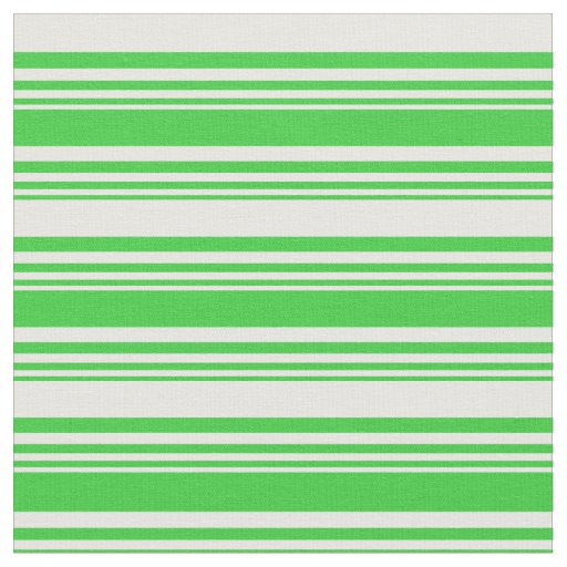Lime Green & Mint Cream Striped Pattern Fabric