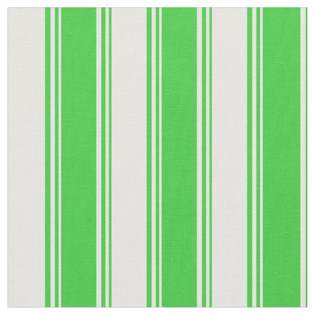 Lime Green & Mint Cream Stripes Pattern Fabric (Close Up)