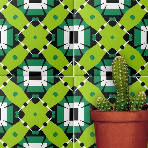 Lime Green Modern Abstract Mosaic Geometric Ceramic Tile