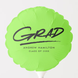 Lime Green Modern Dash Personalized Graduation Balloon
