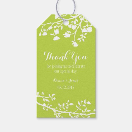 Lime Green Modern Flower Wedding Thank You Tags