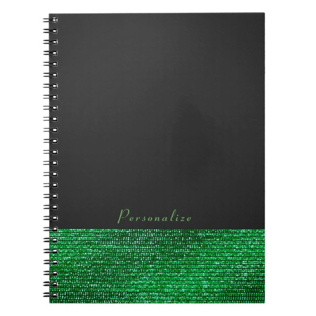 Lime Green Modern Glam Sequins Elegant Chic Custom Notebook (Front)