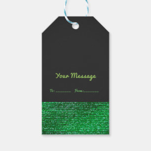 Lime Green Modern Glam Sequins Elegant Chic Favor Gift Tags