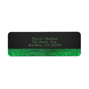 Lime Green Modern Glam Sequins Party Invitation Label