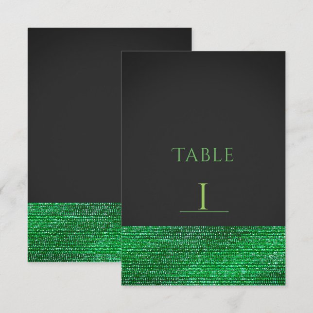 Lime Green Modern Glam Sequins Table Number Card (Front/Back)