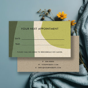 LIME GREEN MODERN KRAFT ABSTRACT ART APPOINTMENT BUSINESS CARD