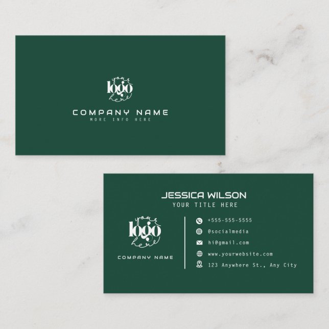 Lime Green Modern Minimal Professional Custom logo Business Card (Front/Back)