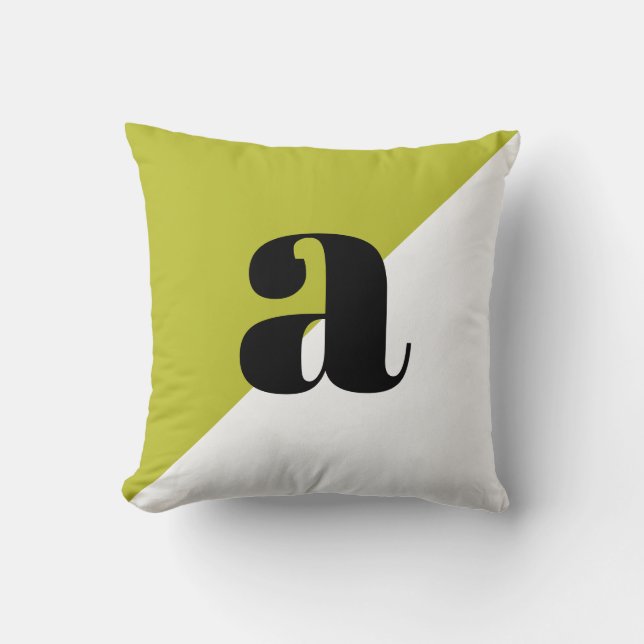 Lime Green Modern Minimal Trendy Monogram  Throw Pillow (Front)