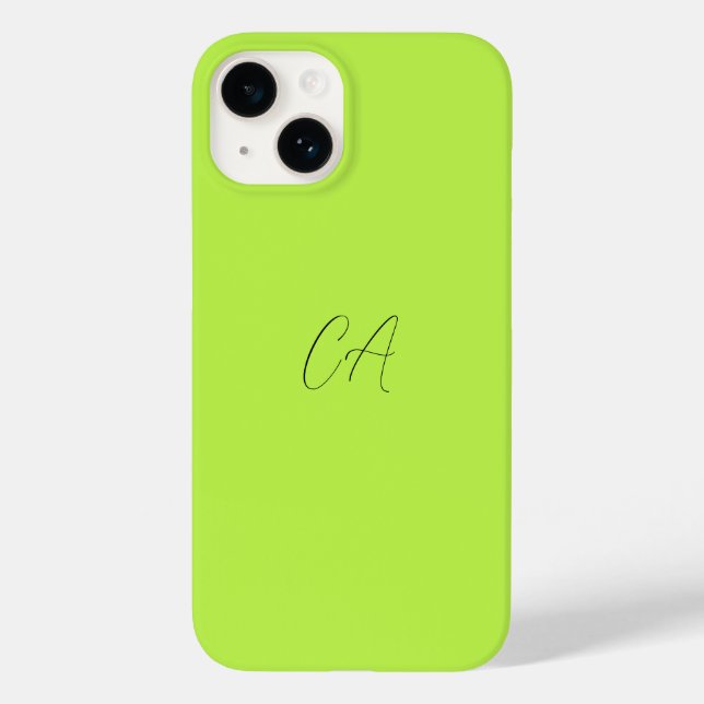 Lime Green Modern Monogram Case-Mate iPhone Case (Back)