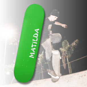 Lime Green Modern Name Stylish Trendy Skateboard