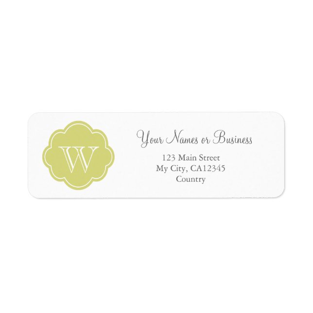 lime green monogram custom personalized label (Front)