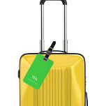 Lime green monogram initials luggage tag<br><div class="desc">A lime green colored background. Personalize and add your monogram letters and full name on the front. Your contact information on the back.</div>