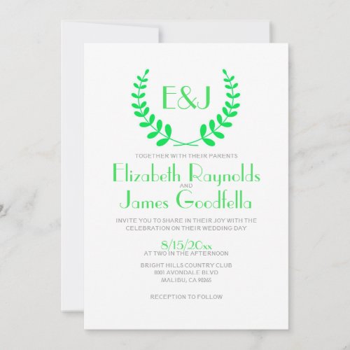 Lime Green Monogram Wedding Invitations