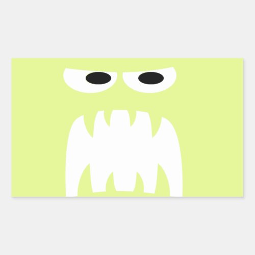 Lime Green Monster Face Rectangular Sticker