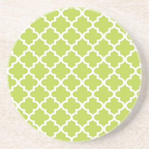 Lime green Moroccan tile pattern geometric modern Drink Coaster