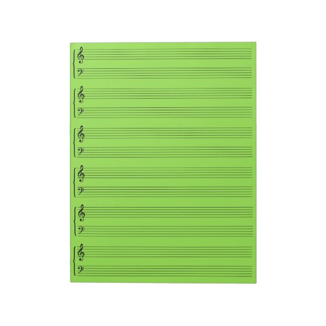 Lime Green Music Sheet Paper Notepad (Rotated)