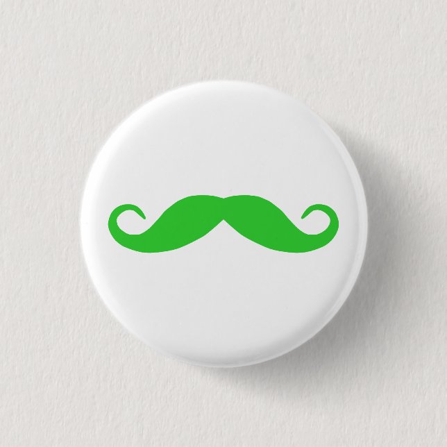 Lime Green Mustache Pinback Button (Front)