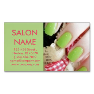 lime green nails fashion beauty SPA nail salon Business Card Magnet