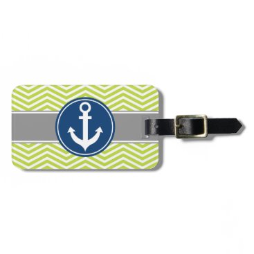 Lime Green Nautical Anchor Chevron Bag Tag Lime Green Nautical Anchor Chevron Bag Tag