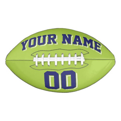 LIME GREEN NAVY AND WHITE Custom Football