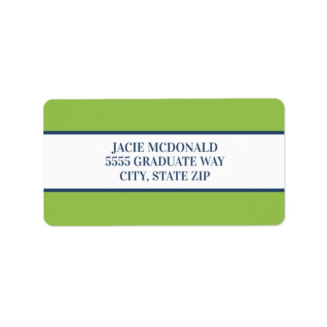 Lime Green Navy Blue Address Labels (Front)