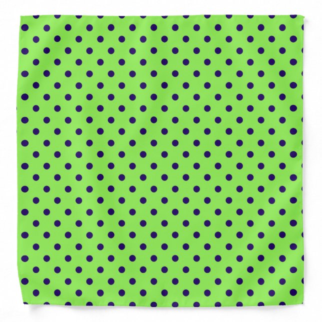 Lime Green Navy Blue Polka Dot Bandana (Front)