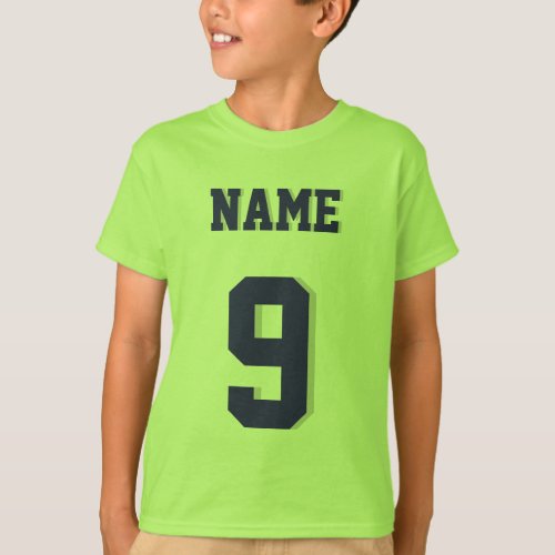 Lime Green  Navy Kids  Sports Jersey Design T_Shirt