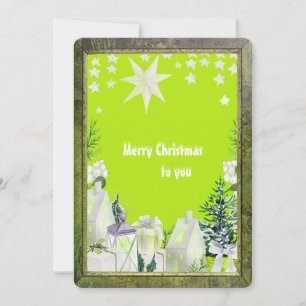 lime green neon winter holiday greeting card
