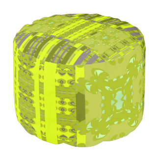 Lime Green Olive Modern African Geometric Pouf
