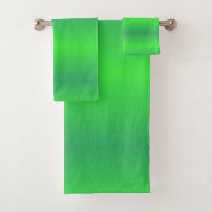 Lime Green ombre stripe Bathroom Towel Set