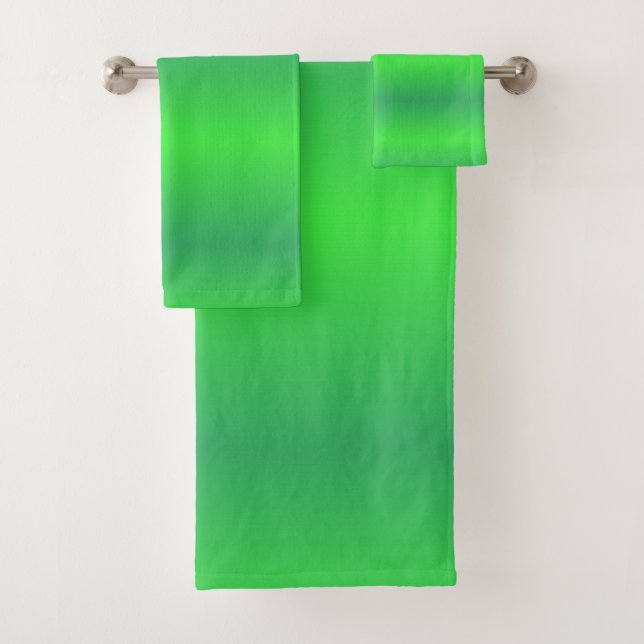 Lime Green ombre stripe Bathroom Towel Set (Insitu)