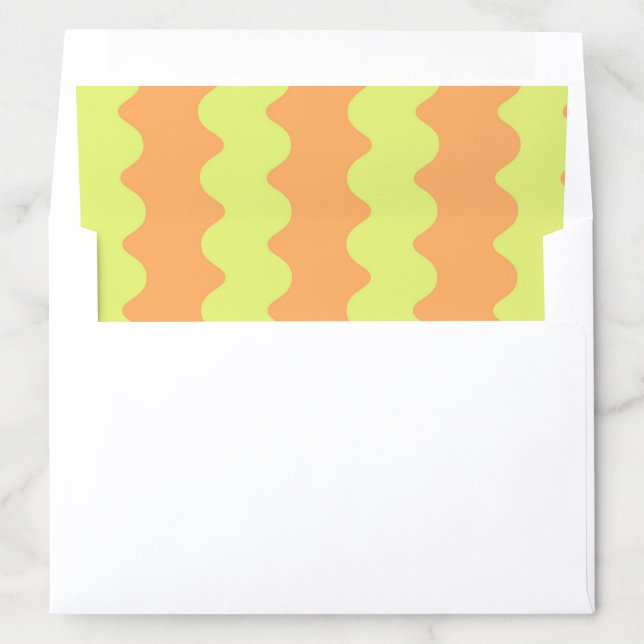 Lime Green Orange Wavy Stripe Pattern Elegant  Envelope Liner (In Envelope)