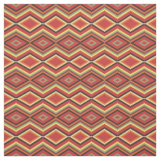 Lime Green Orange Yellow Red Black Ethnic Look Fabric