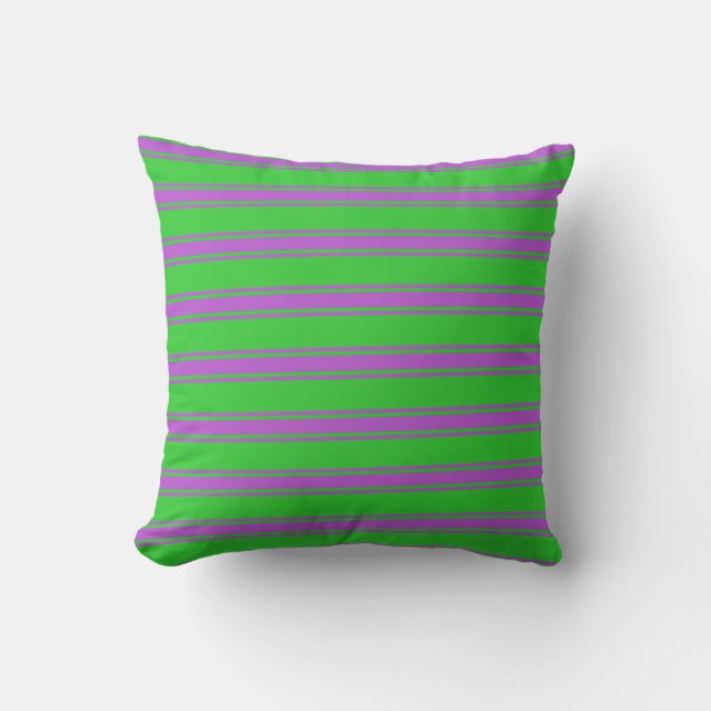 Lime Green & Orchid Striped/Lined Pattern Pillow (Front)