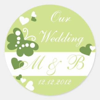Lime Green Our Wedding Monogram Sticker