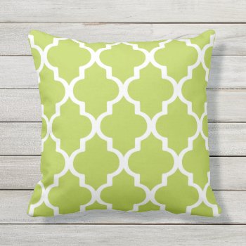 Lime Green Outdoor Pillows Quatrefoil Lattice by Richard__Stone at Zazzle