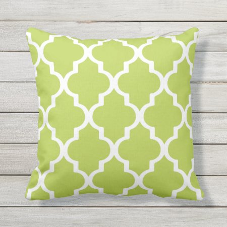 Lime Green Outdoor Pillows Quatrefoil Lattice