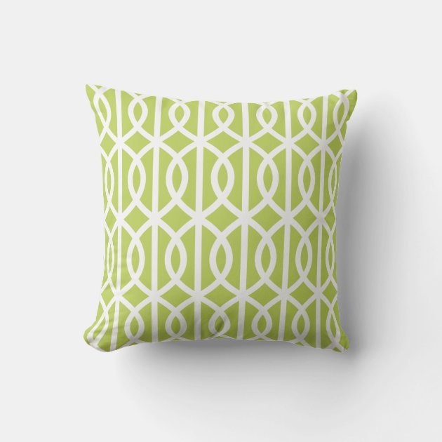 Lime Green Outdoor Pillows Twist Trellis Pattern Zazzle