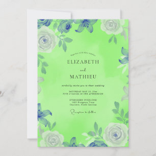 Lime Green Painterly Bloom Wedding Invitation