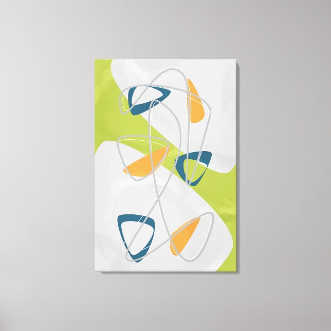 Lime Green Painting Mid Century Modern Abstract  Canvas Print (Front)
