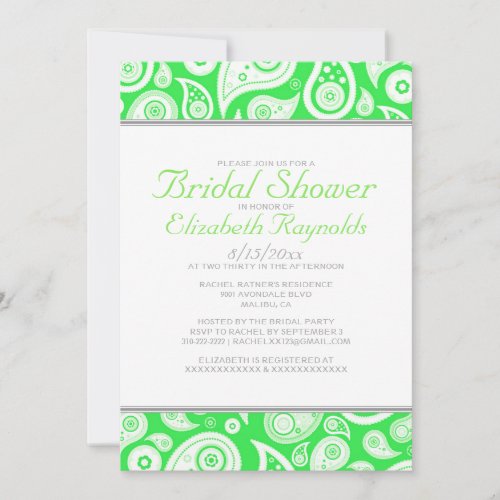 Lime Green Paisley Bridal Shower Invitations