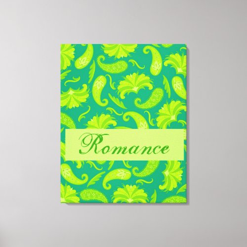 Lime Green  Paisley Romance Wrapped Art Canvas
