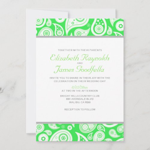 Lime Green Paisley Wedding Invitations