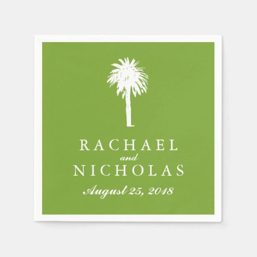 Lime Green Palm Tree Tropics | Wedding Paper Napkins